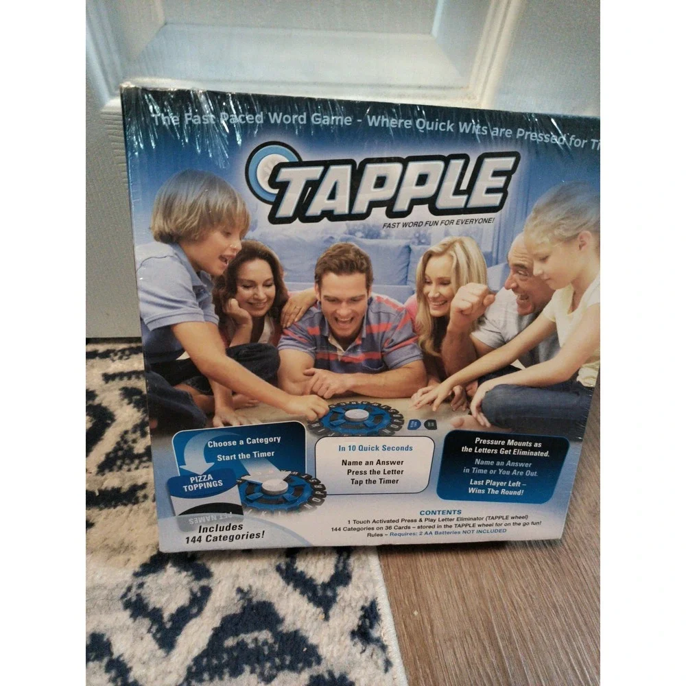 Tapple Fast Word Game Family Party Ages 8+ 2-8 Players Blue Timer Box Wear